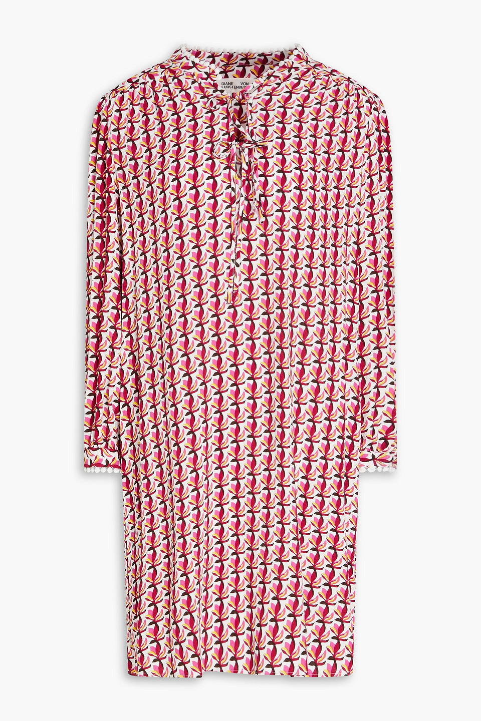 Shop Diane Von Furstenberg Prudence Printed Crepe Mini Dress In Pink