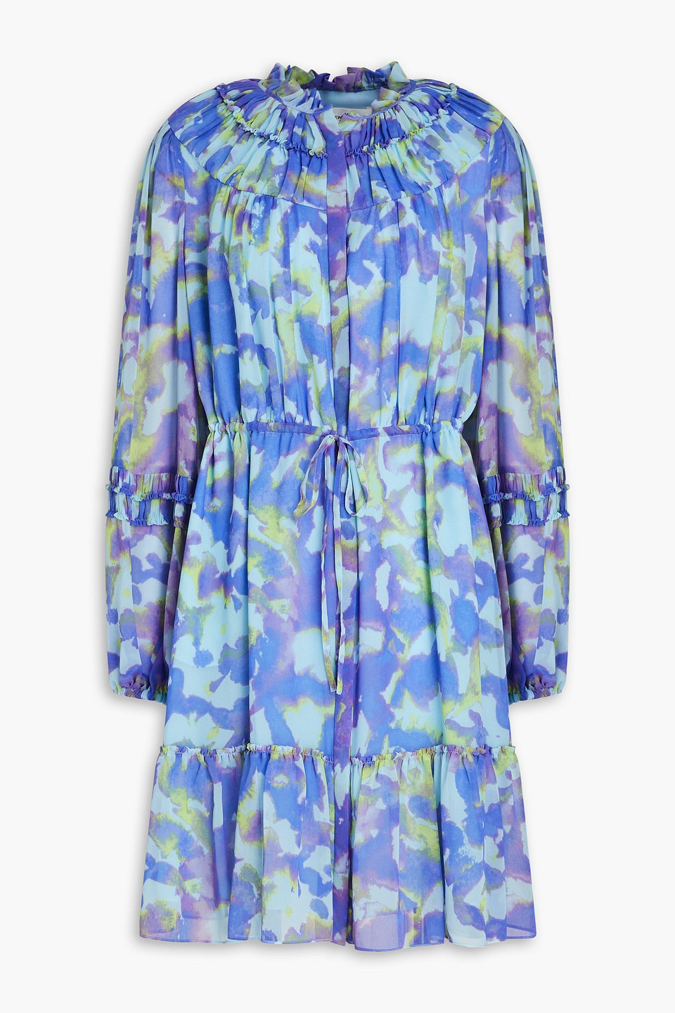 Diane Von Furstenberg Scooter Printed Georgette Dress In Light Blue