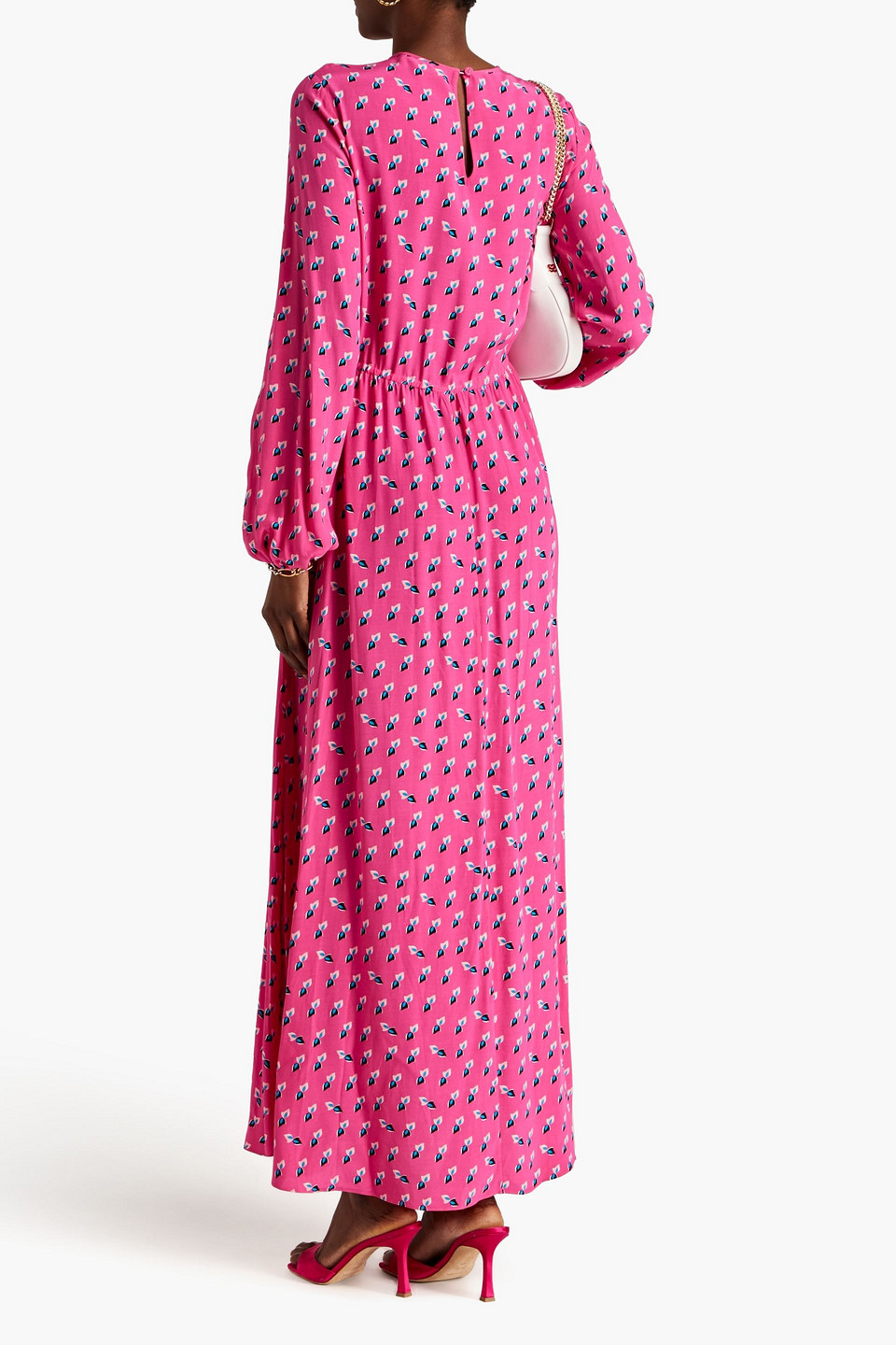 Shop Diane Von Furstenberg Sydney Printed Crepe De Chine Maxi Dress In Fuchsia