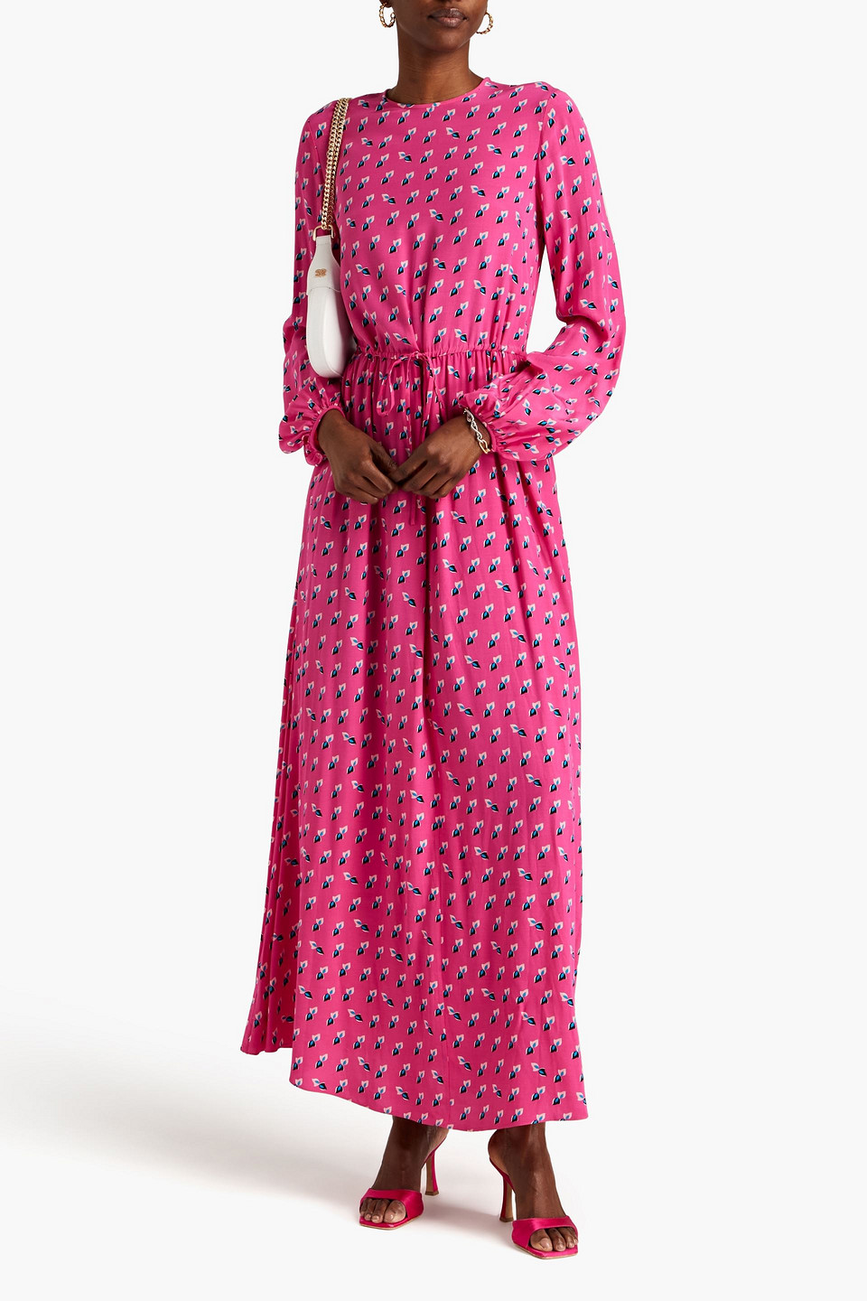 Shop Diane Von Furstenberg Sydney Printed Crepe De Chine Maxi Dress In Fuchsia