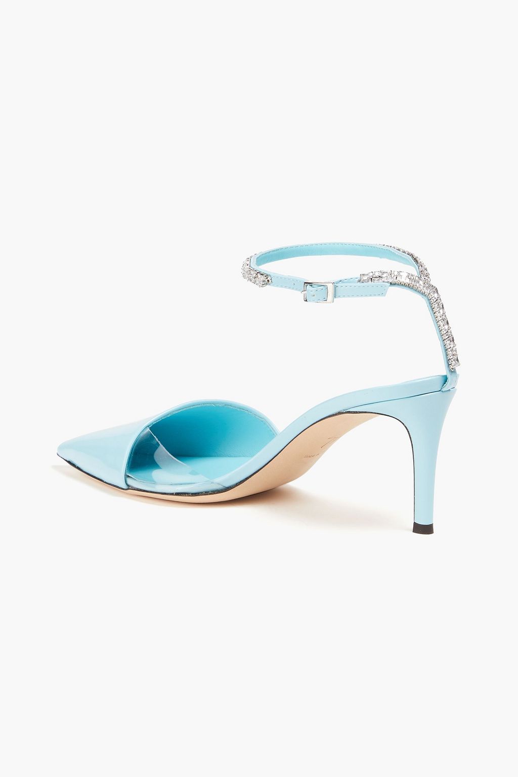 GIUSEPPE ZANOTTI حذاء بامب مصنوع من مادة PVC والجلد اللامع الصناعي ومزين بالكريستال