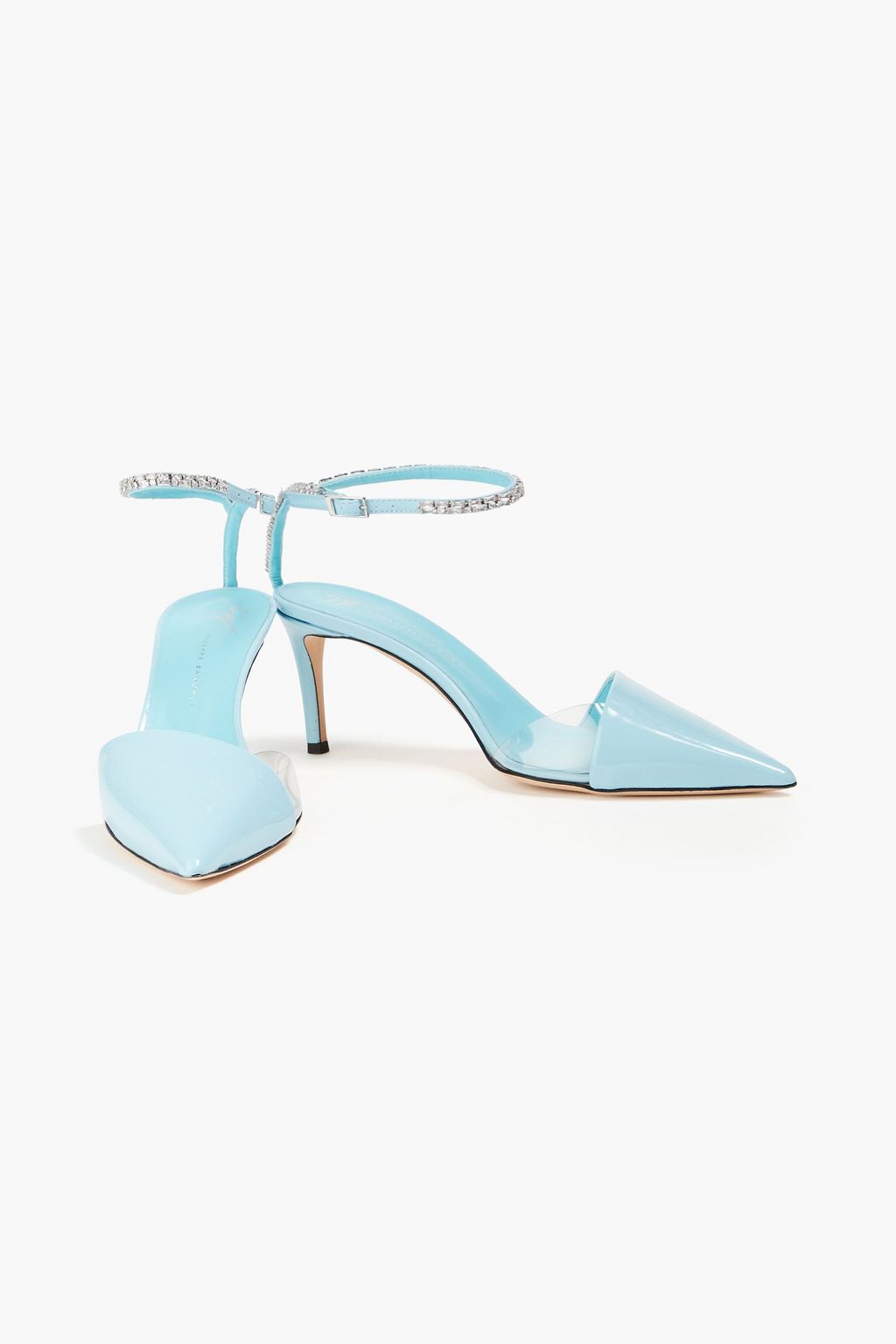 GIUSEPPE ZANOTTI حذاء بامب مصنوع من مادة PVC والجلد اللامع الصناعي ومزين بالكريستال