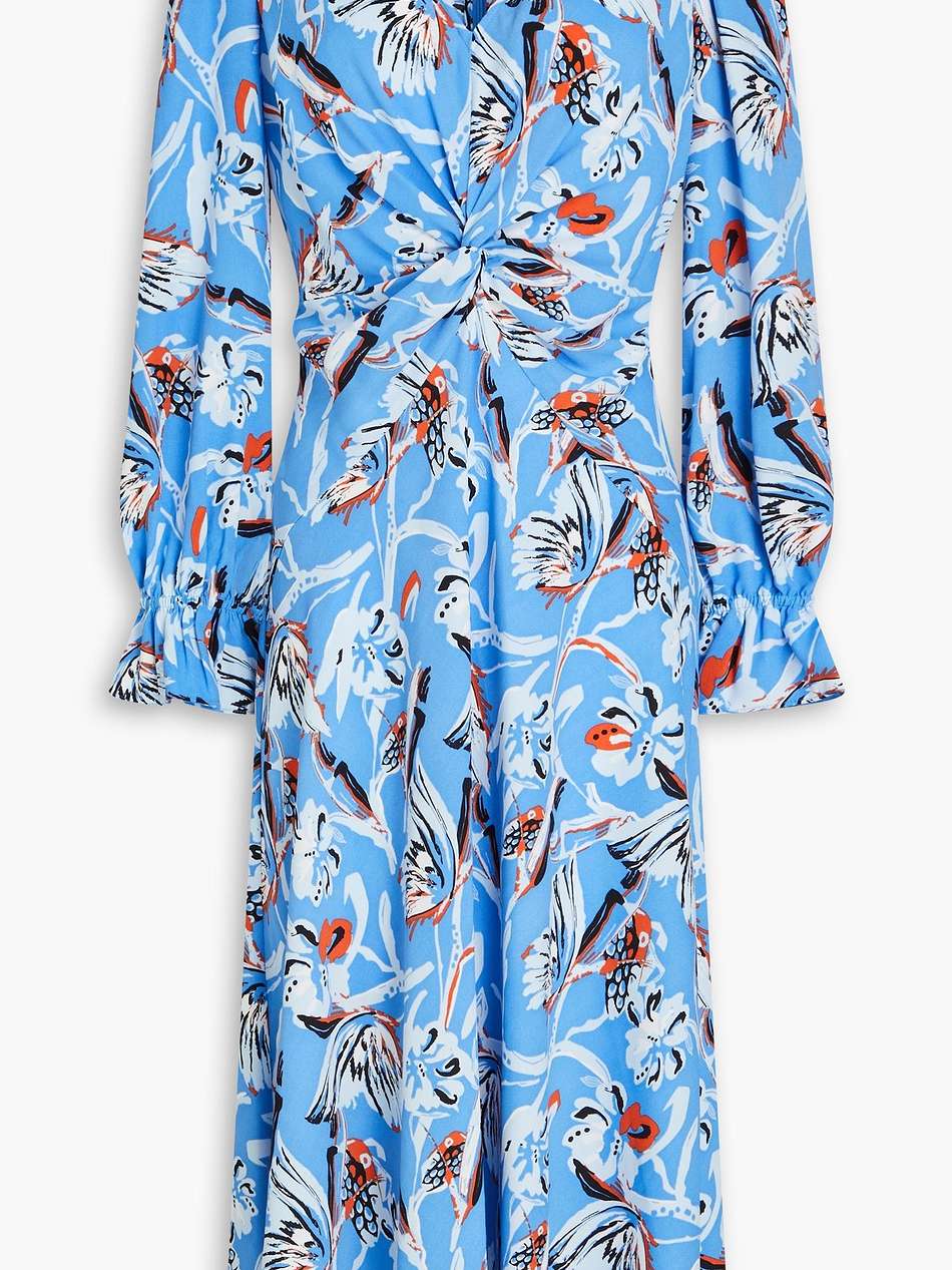 anaba twisted floral-print crepe midi dress