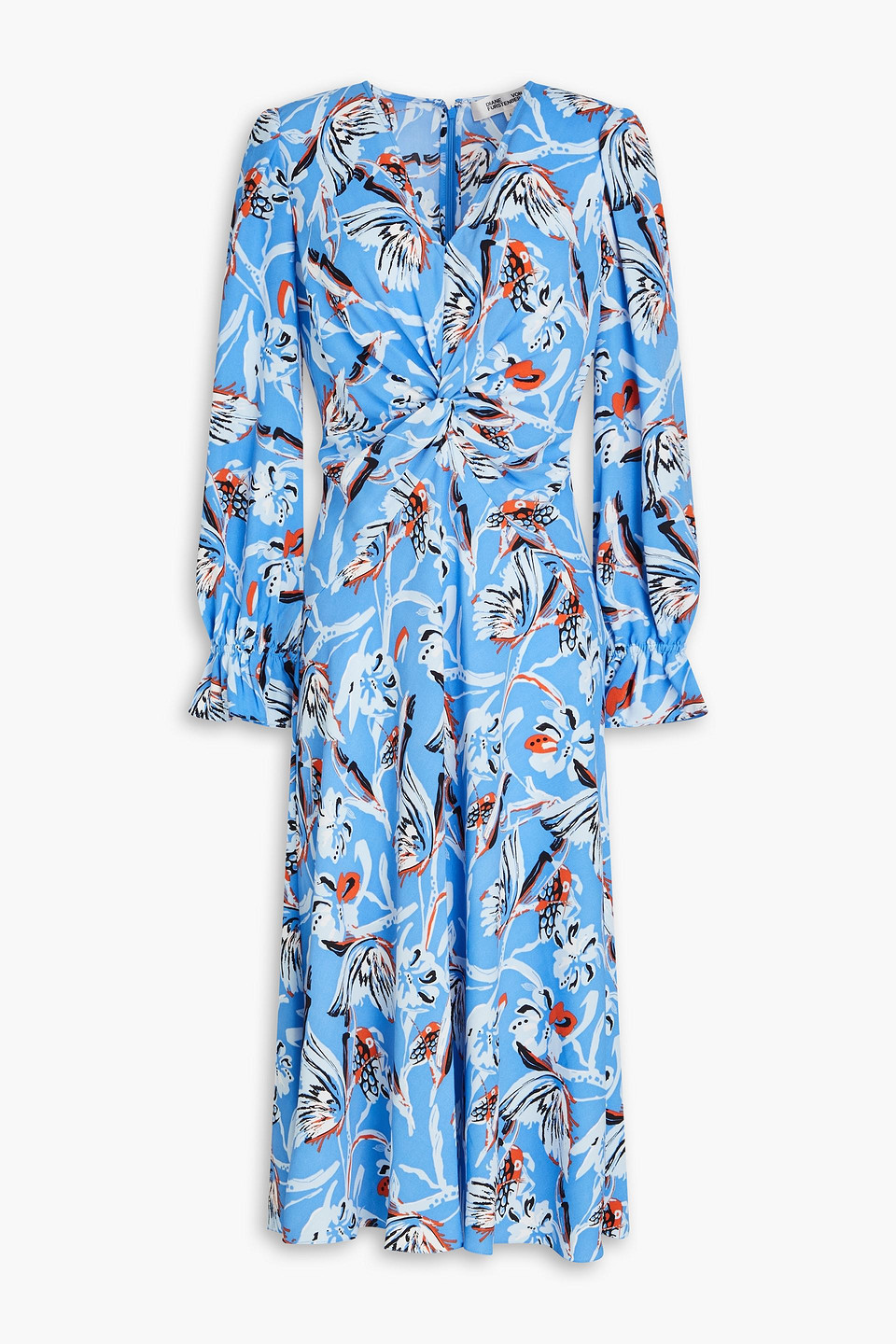 Diane Von Furstenberg Anaba Floral-print Midi Dress In Light Blue