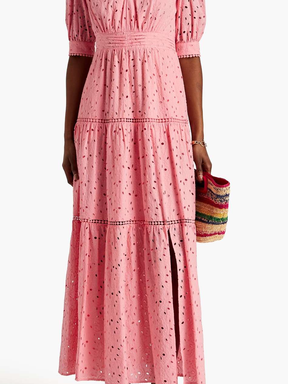 olivier tiered broderie anglaise cotton maxi dress