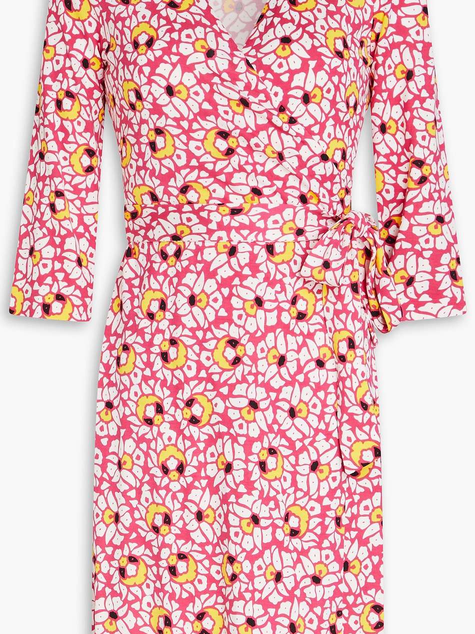julian printed silk-jersey mini wrap dress