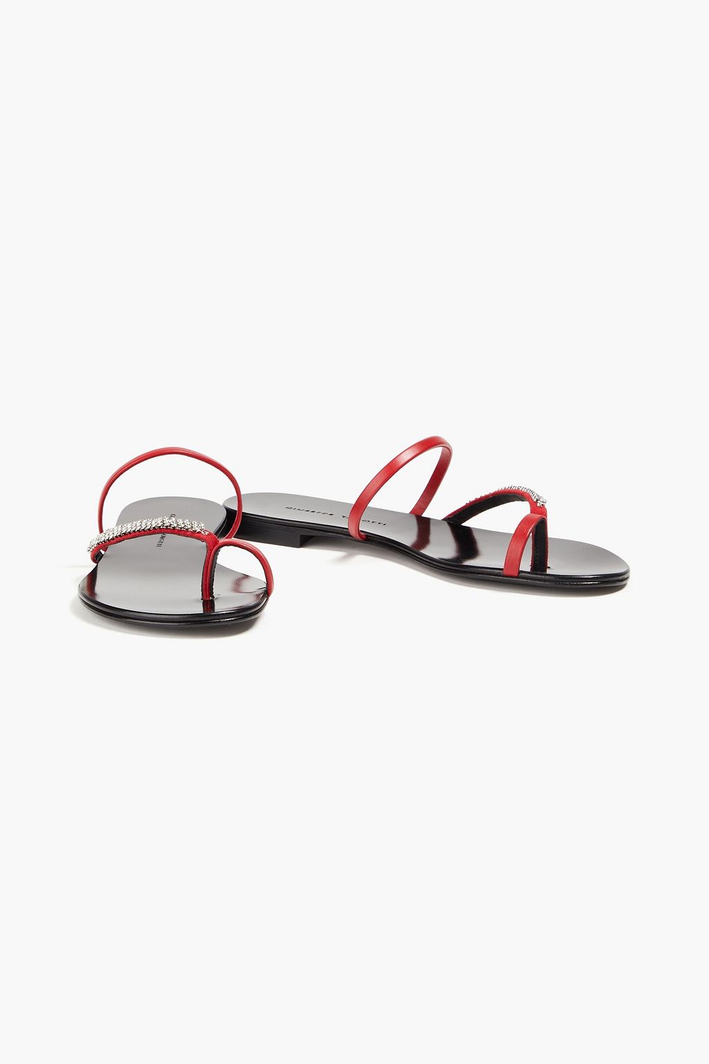 GIUSEPPE ZANOTTI レザー ソングサンダル クリスタル付き