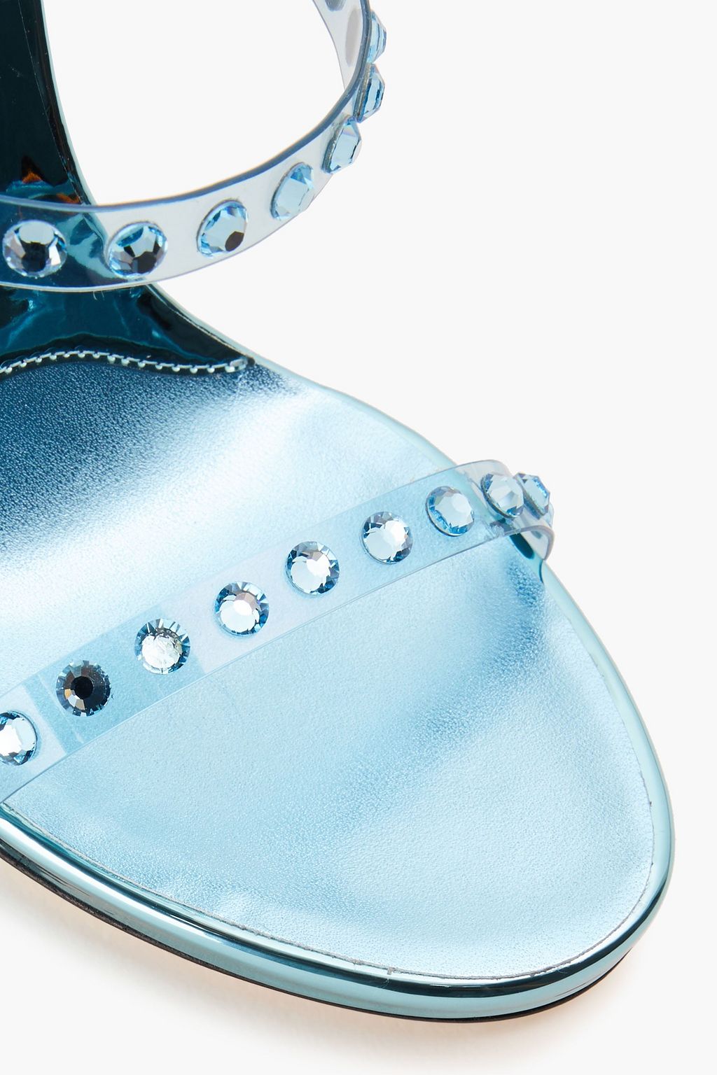 GIUSEPPE ZANOTTI 크리스털 장식 메탈릭 인조 가죽 & PVC 샌들