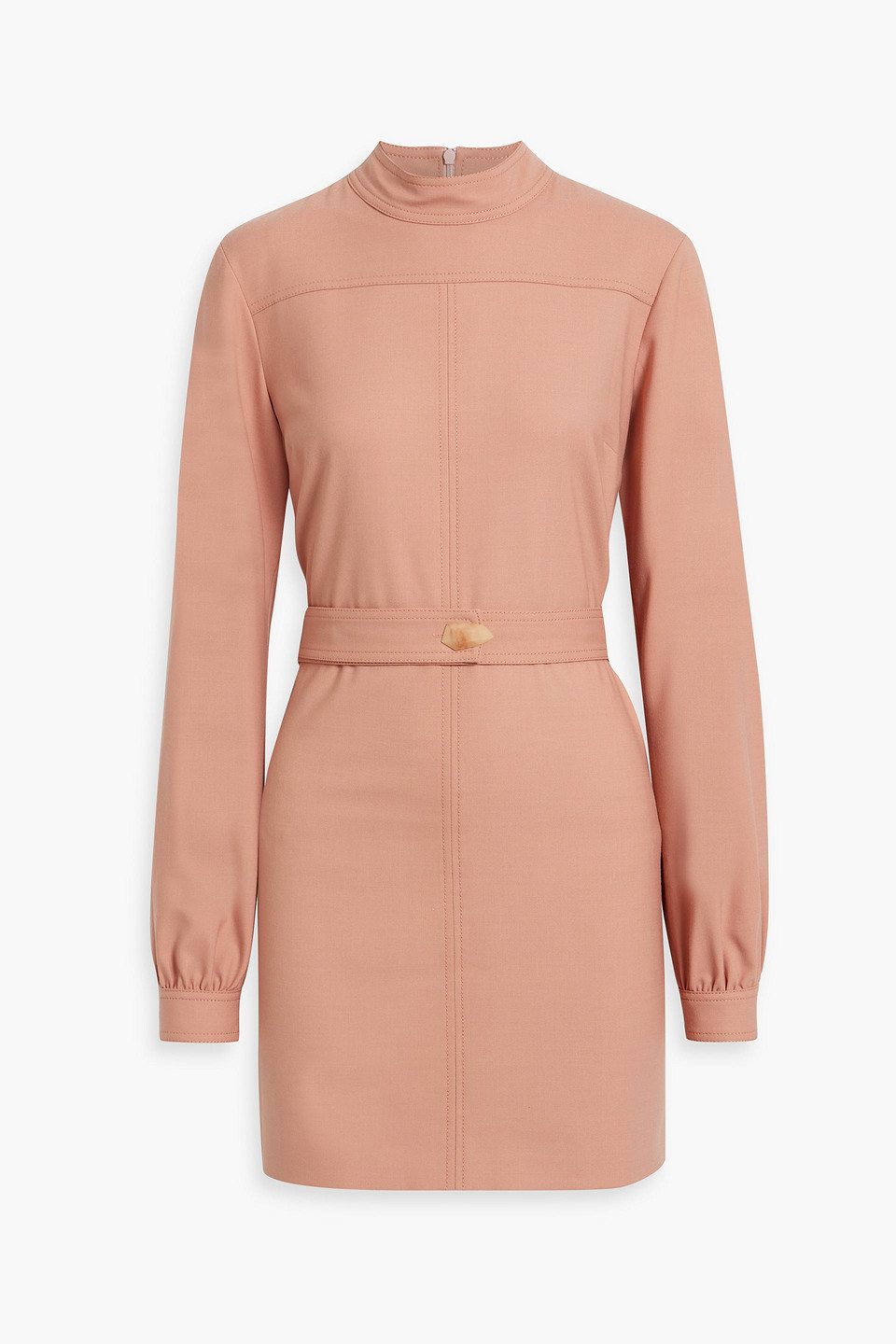 Victoria Beckham Belted Twill Mini Dress In Antique Rose