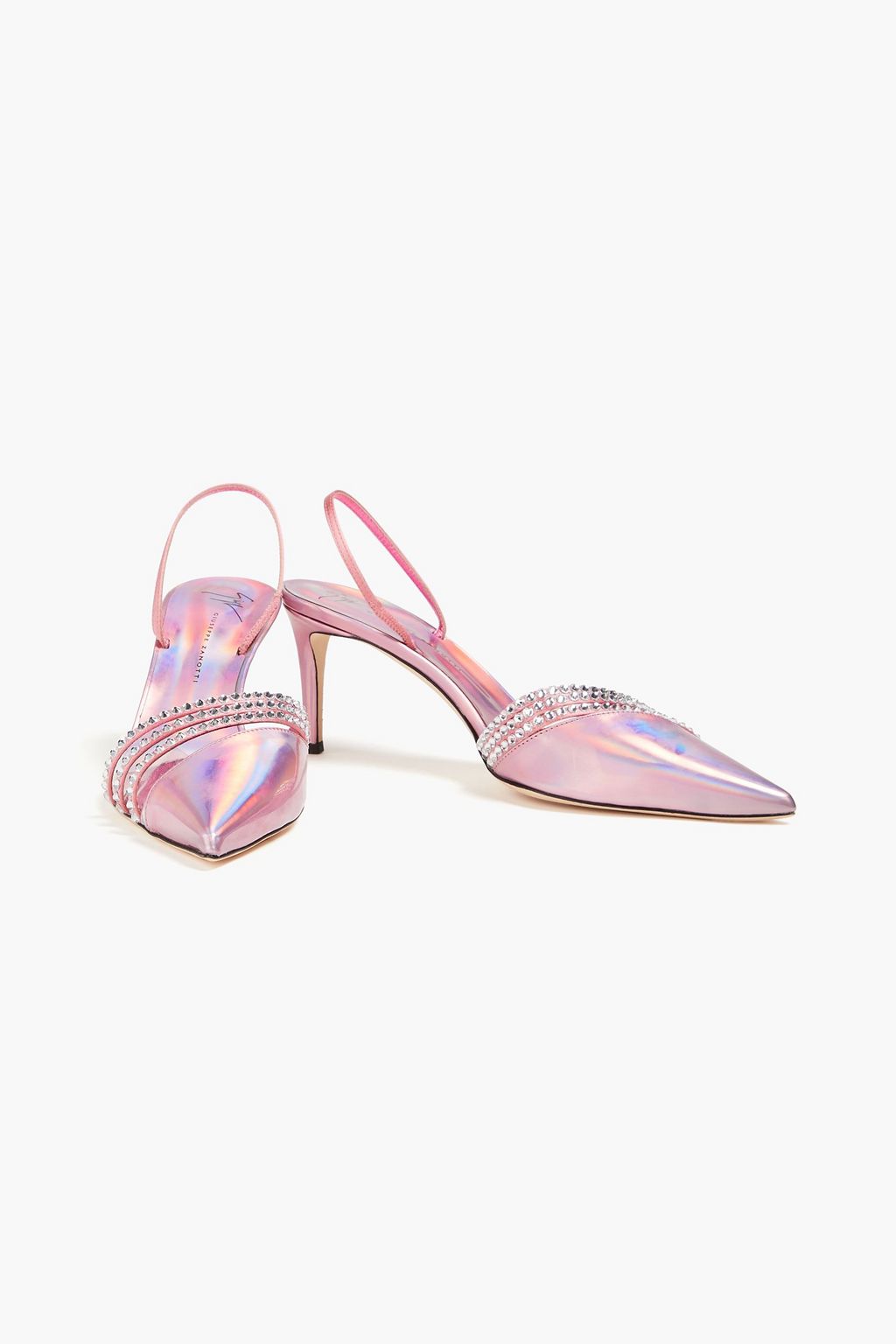 GIUSEPPE ZANOTTI حذاء بامب بحزام خلفي مصنوع من الجلد الصناعي وجلد السويد ومادة PVC