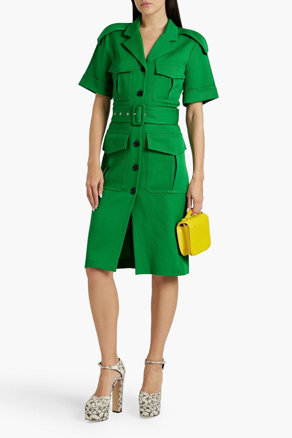 VICTORIA BECKHAM Belted wool-twill shirt dress