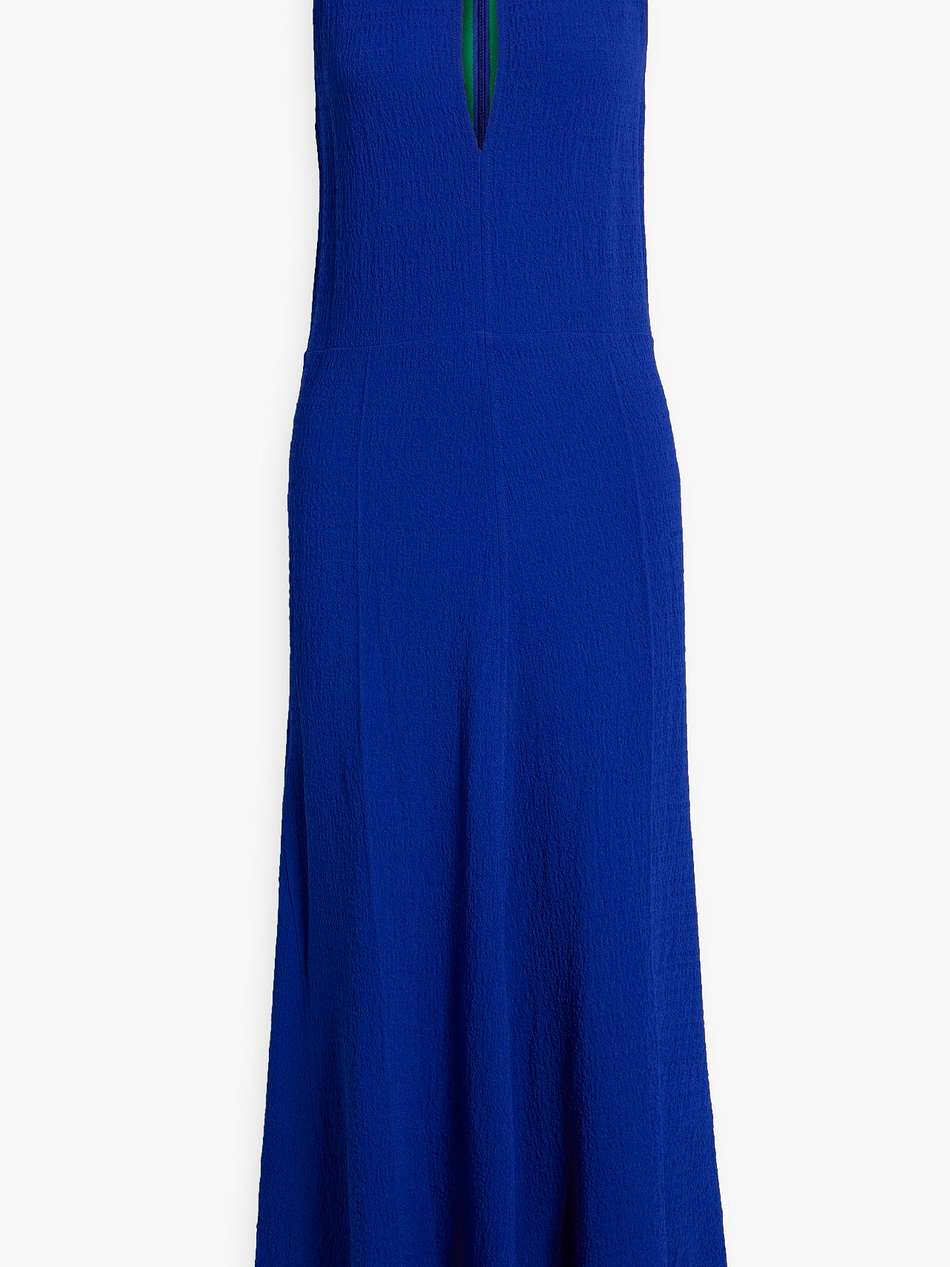 cutout textured-crepe midi dress