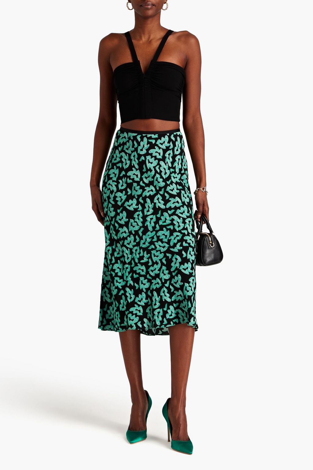 DIANE VON FURSTENBERG Mae printed crepe midi skirt