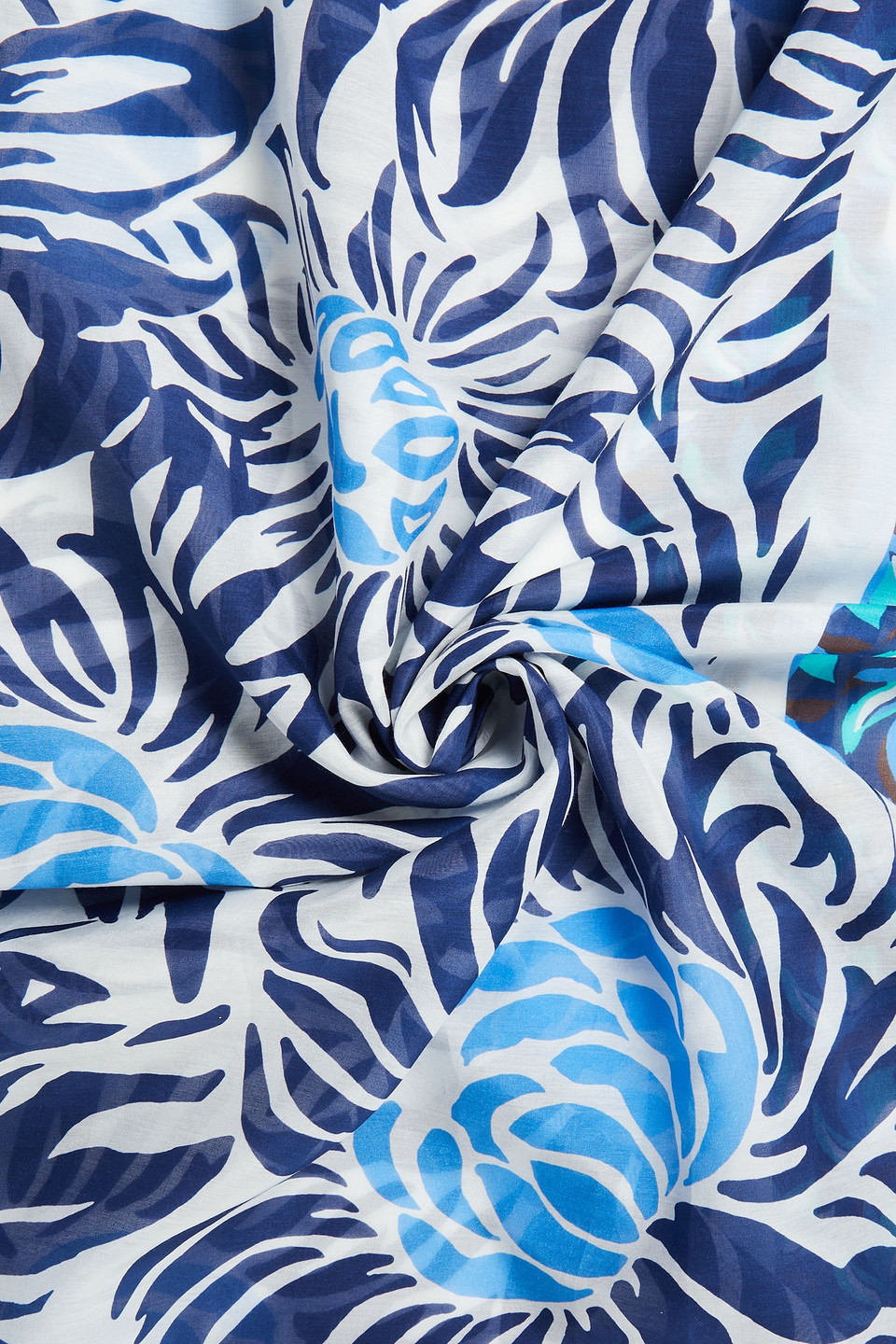 Shop Diane Von Furstenberg Ezra Printed Cotton And Silk-blend Mousseline Scarf In Light Blue