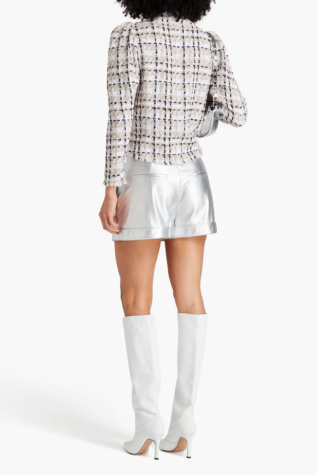 IRO Patria wrap-effect metallic tweed top