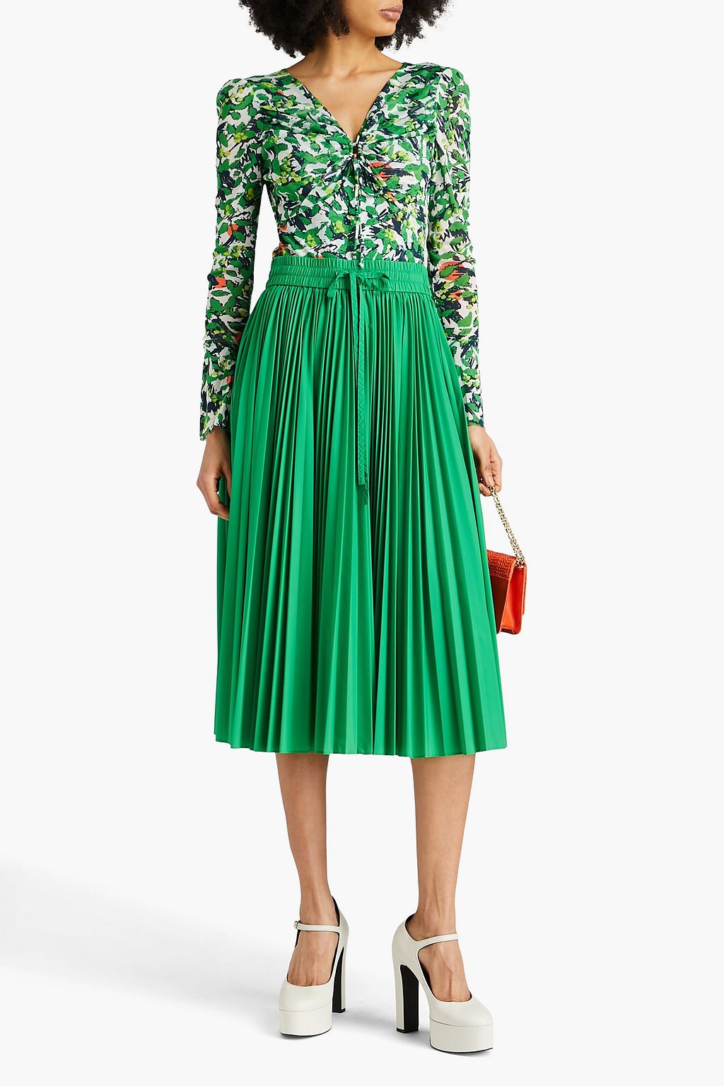 DIANE VON FURSTENBERG Lyric printed stretch-mesh bodysuit