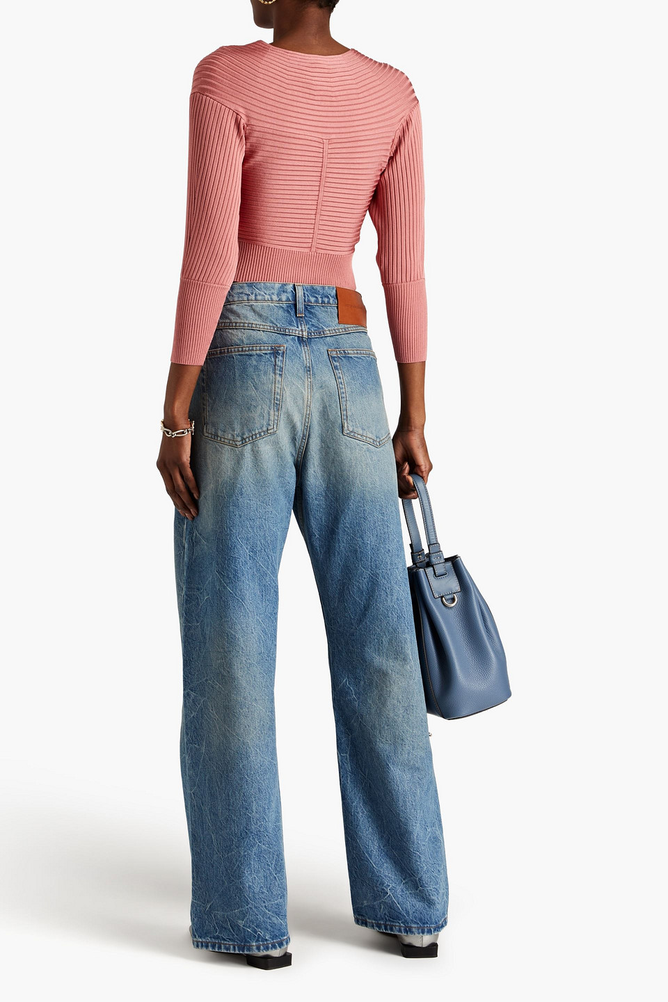 Shop Diane Von Furstenberg Cropped Ribbed-knit Sweater In Antique Rose