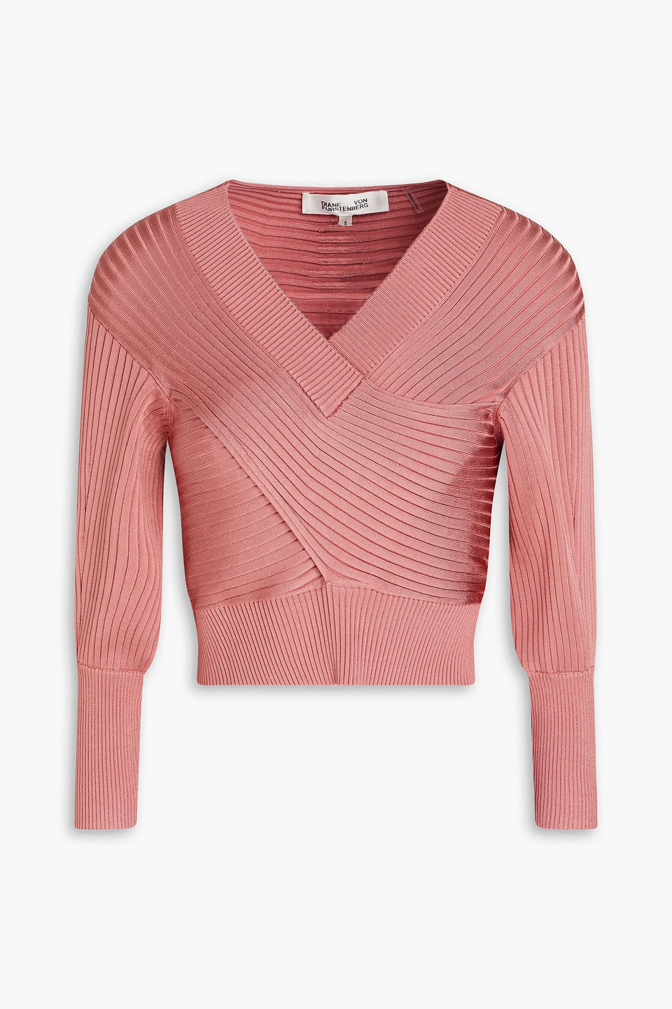 Diane Von Furstenberg Cropped Ribbed-knit Sweater In Antique Rose