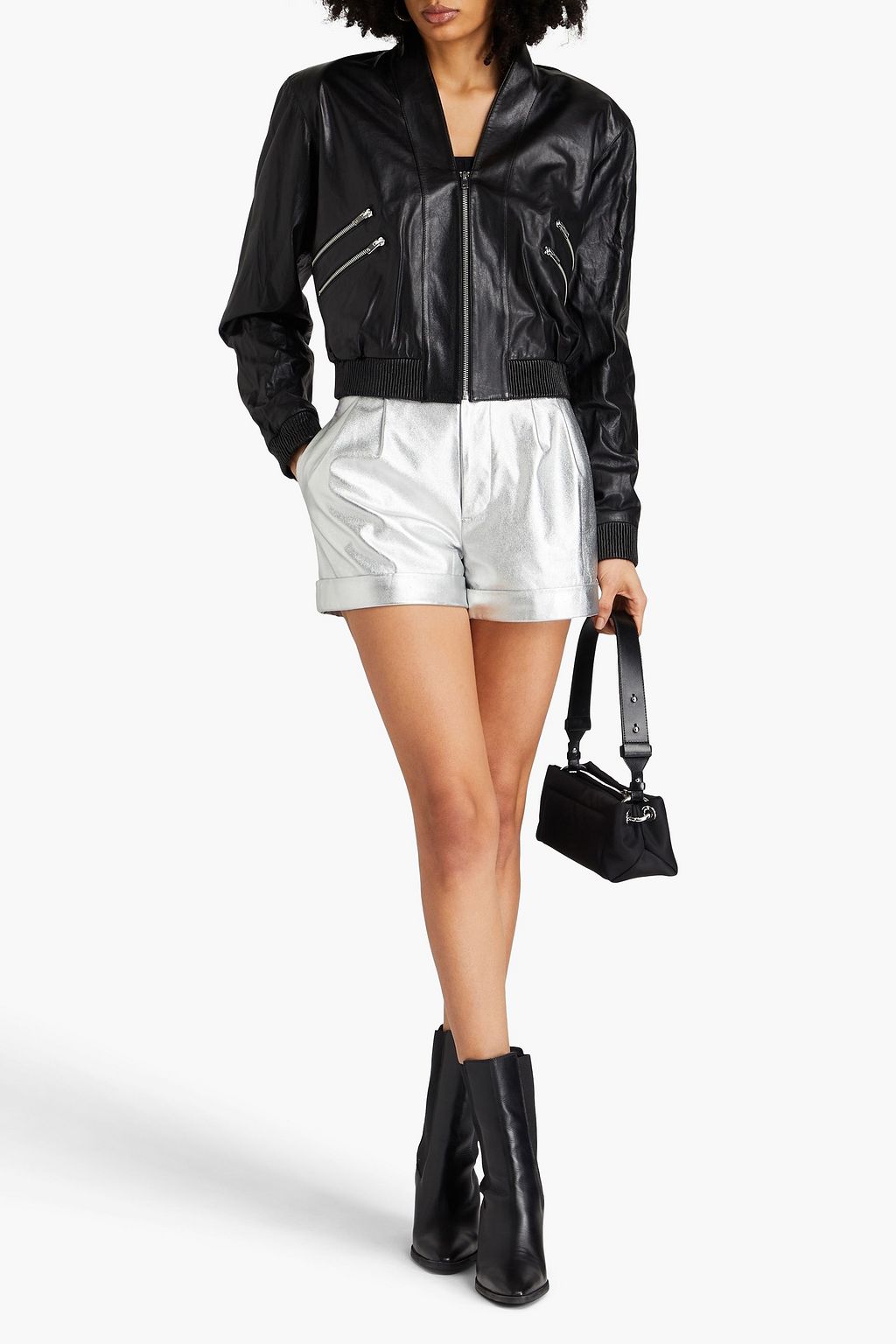 IRO Brita cropped leather bomber jacket