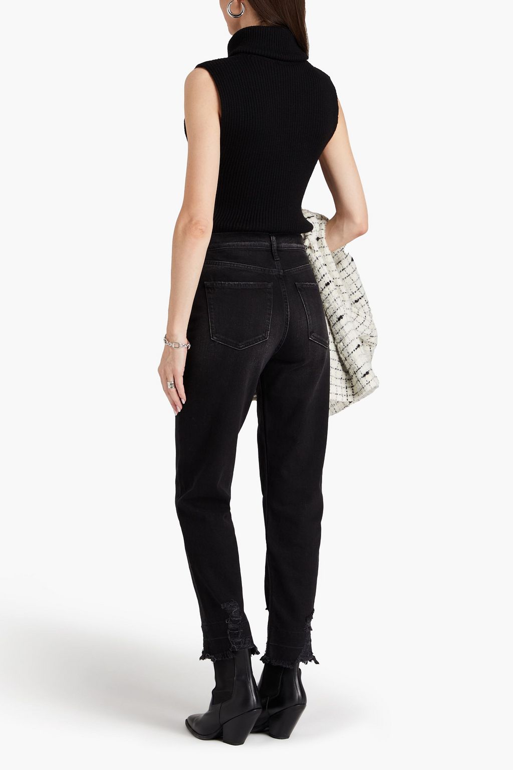 IRO Distressed high-rise straight-leg jeans