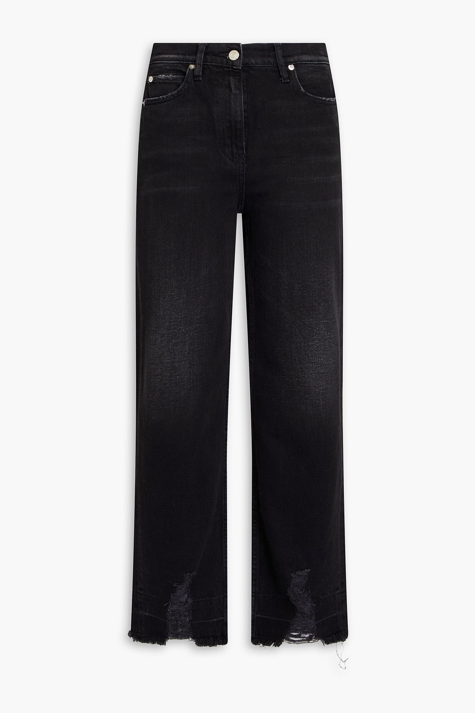 iro - distressed high-rise straight-leg jeans - black - 27