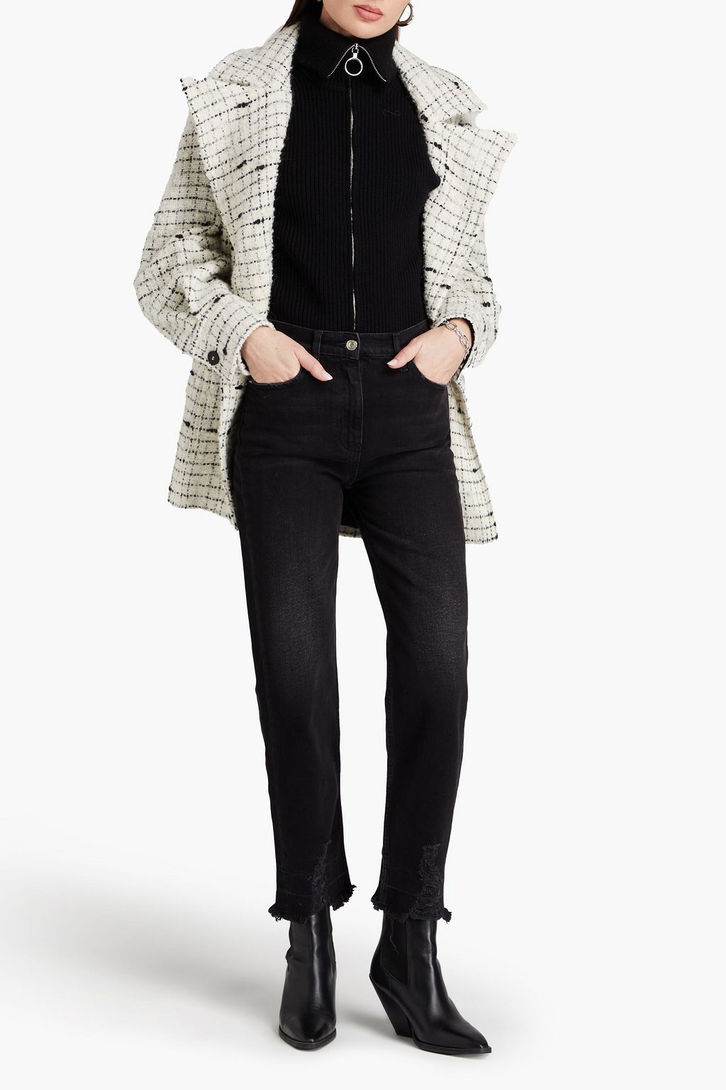 IRO Distressed high-rise straight-leg jeans