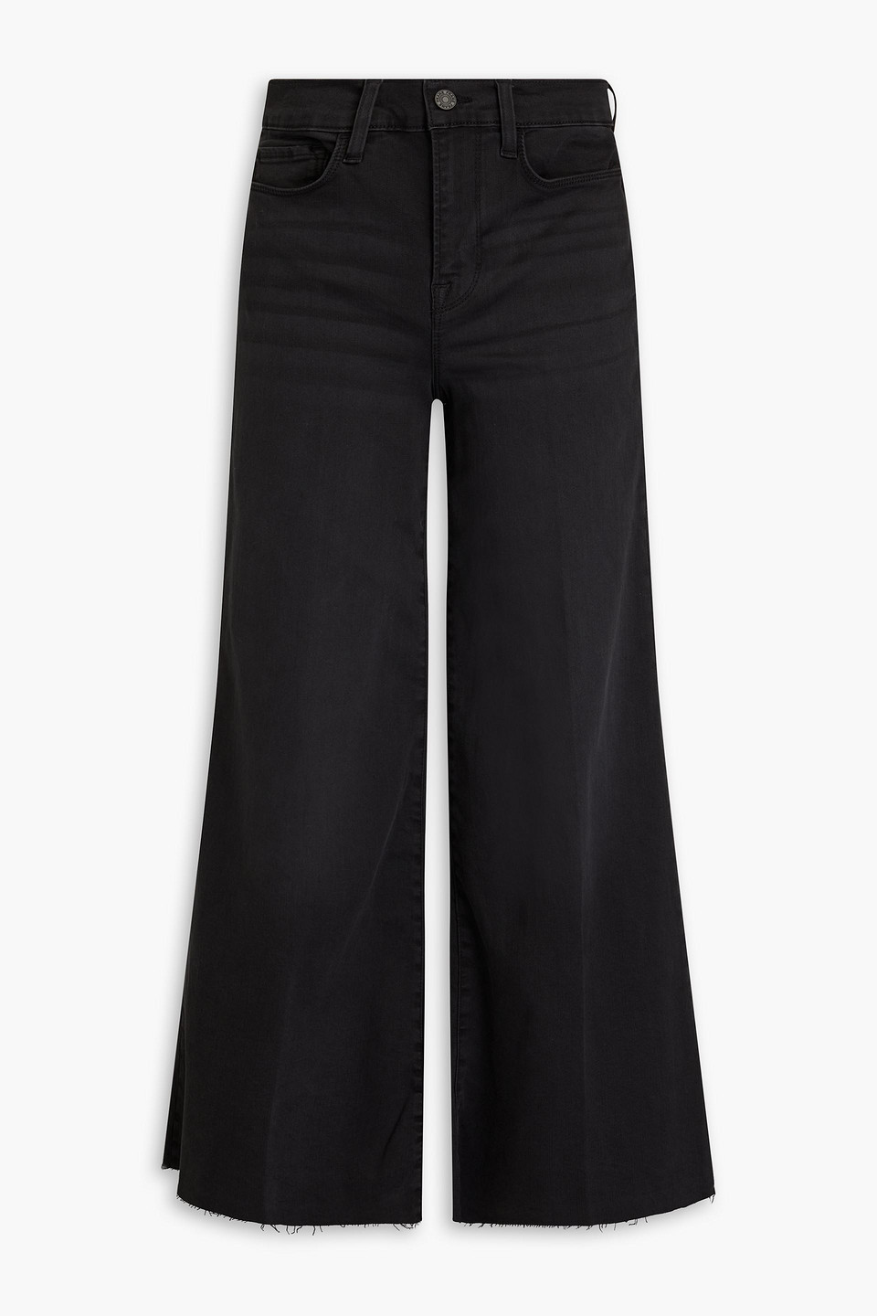 Frame Le Palazzo Crop Mid-rise Wide-leg Jeans In Black