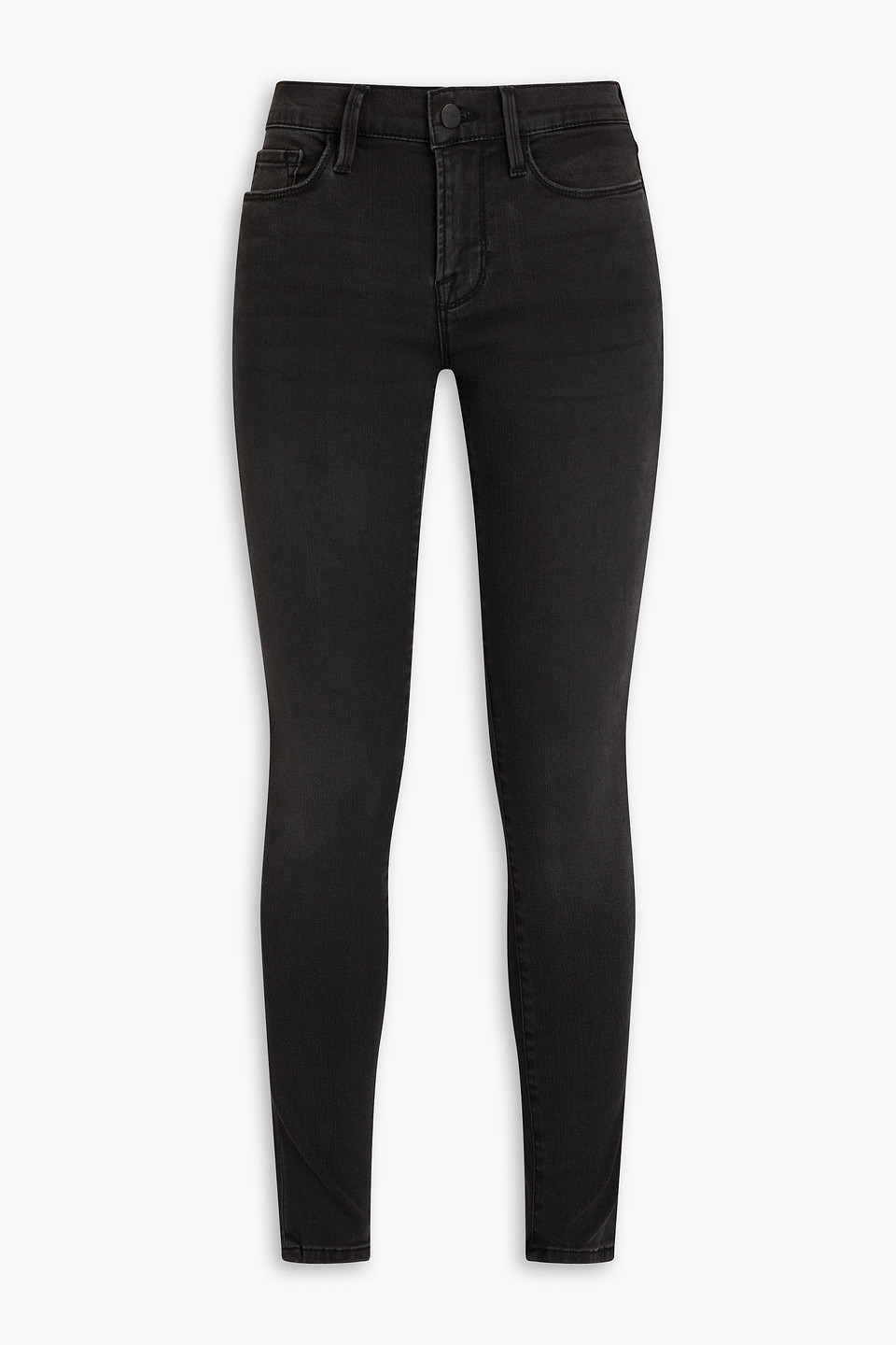 Frame Le Skinny De Jeanne Mid-rise Skinny Jeans In Black