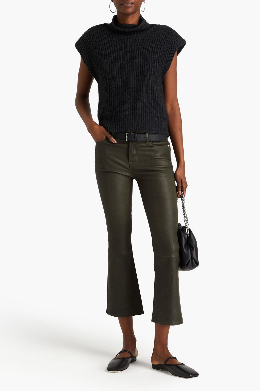 FRAME Le Crop Mini Boot leather bootcut pants