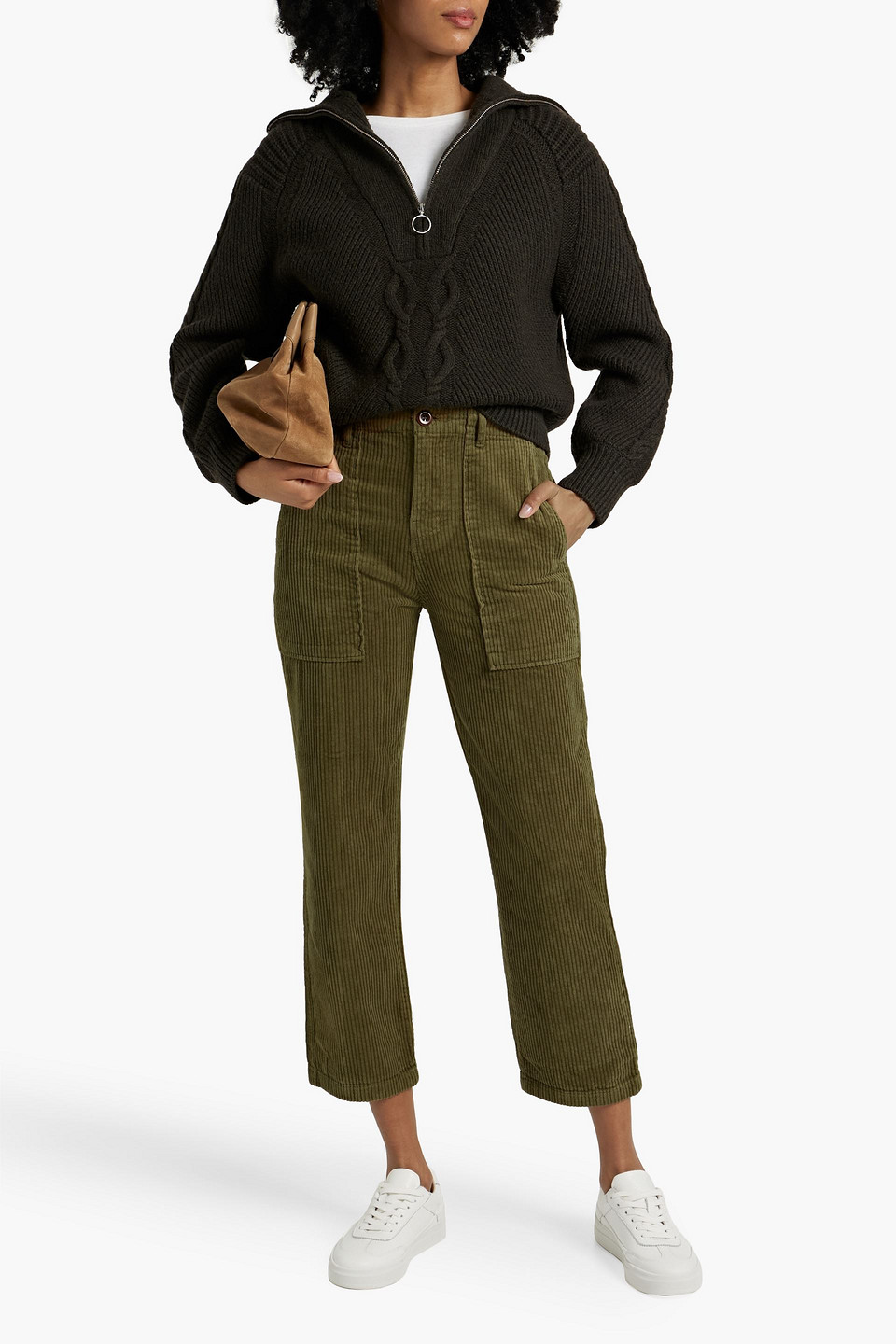 Shop Alex Mill Cotton-corduroy Straight-leg Pants In Army Green