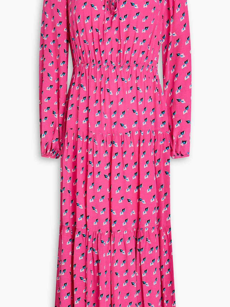 dominique tiered printed crepe de chine midi dress