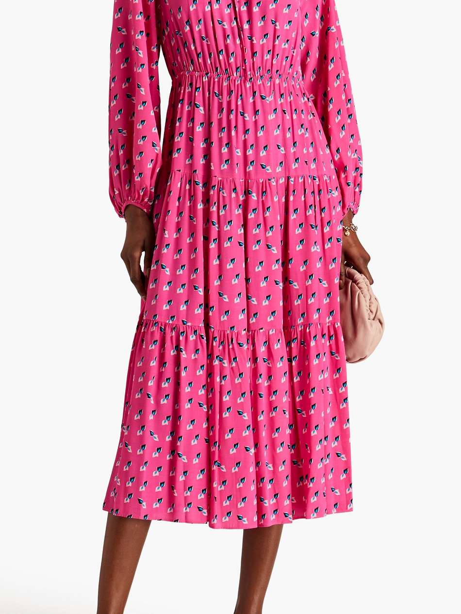 dominique tiered printed crepe de chine midi dress