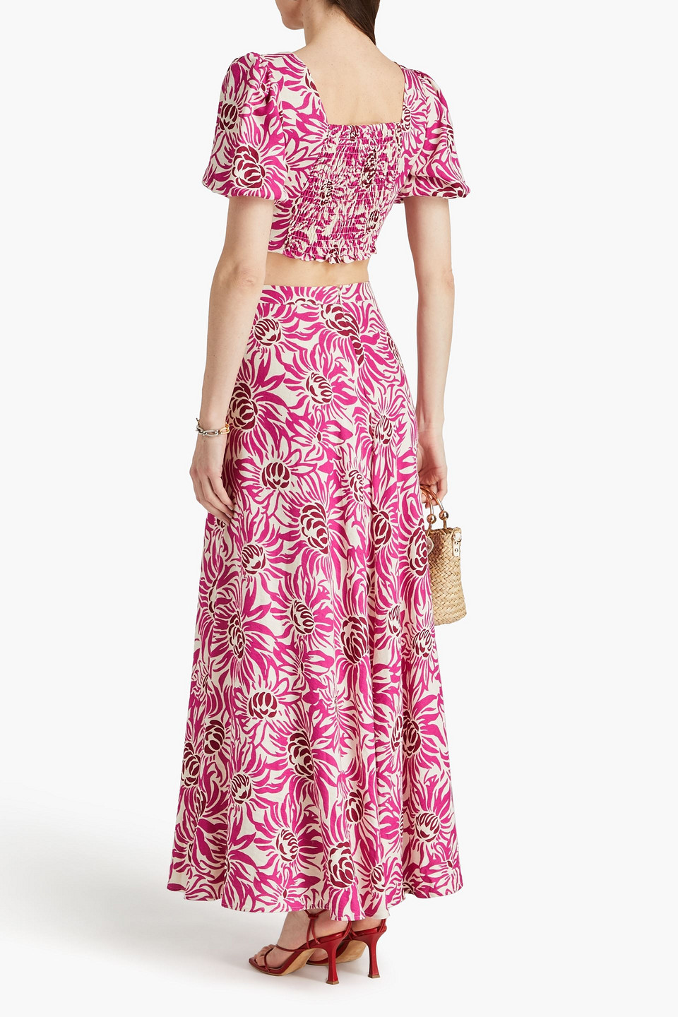 Shop Diane Von Furstenberg Dover Cropped Floral-print Canvas Top In Magenta