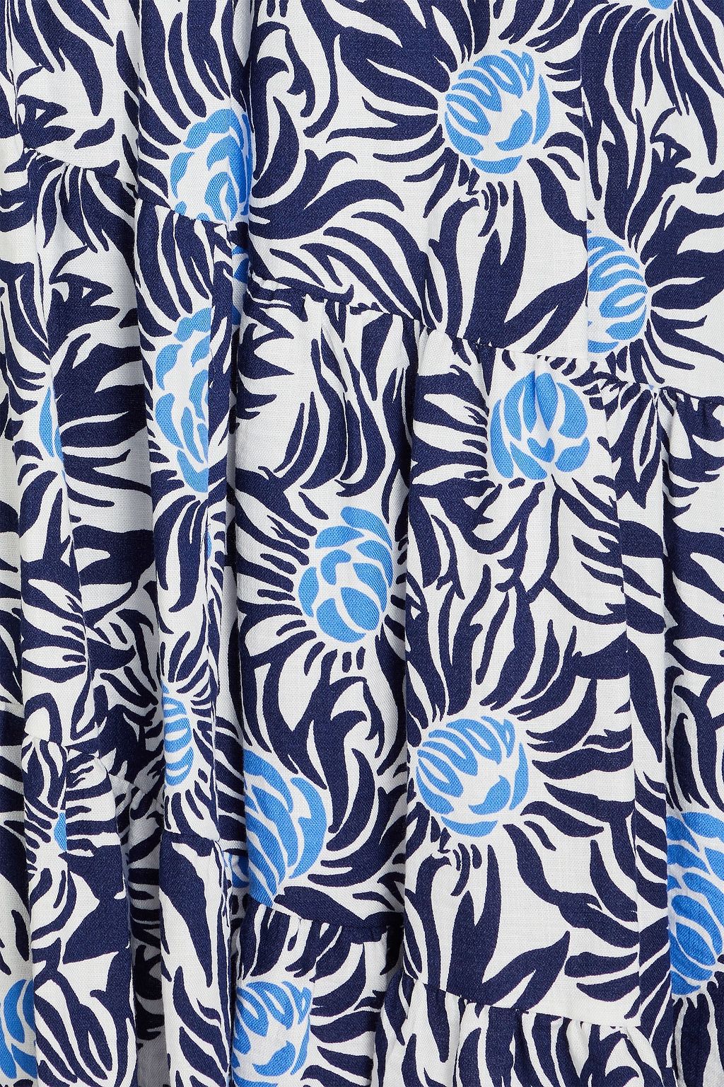 DIANE VON FURSTENBERG Venice tiered floral-print canvas midi skirt