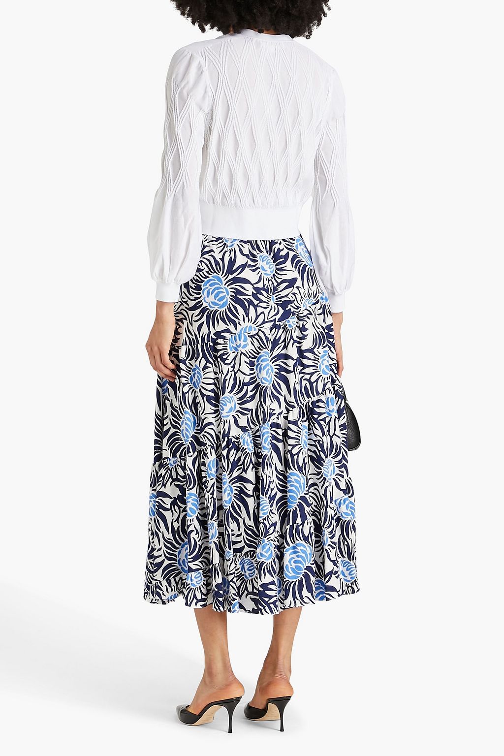 DIANE VON FURSTENBERG Venice tiered floral-print canvas midi skirt