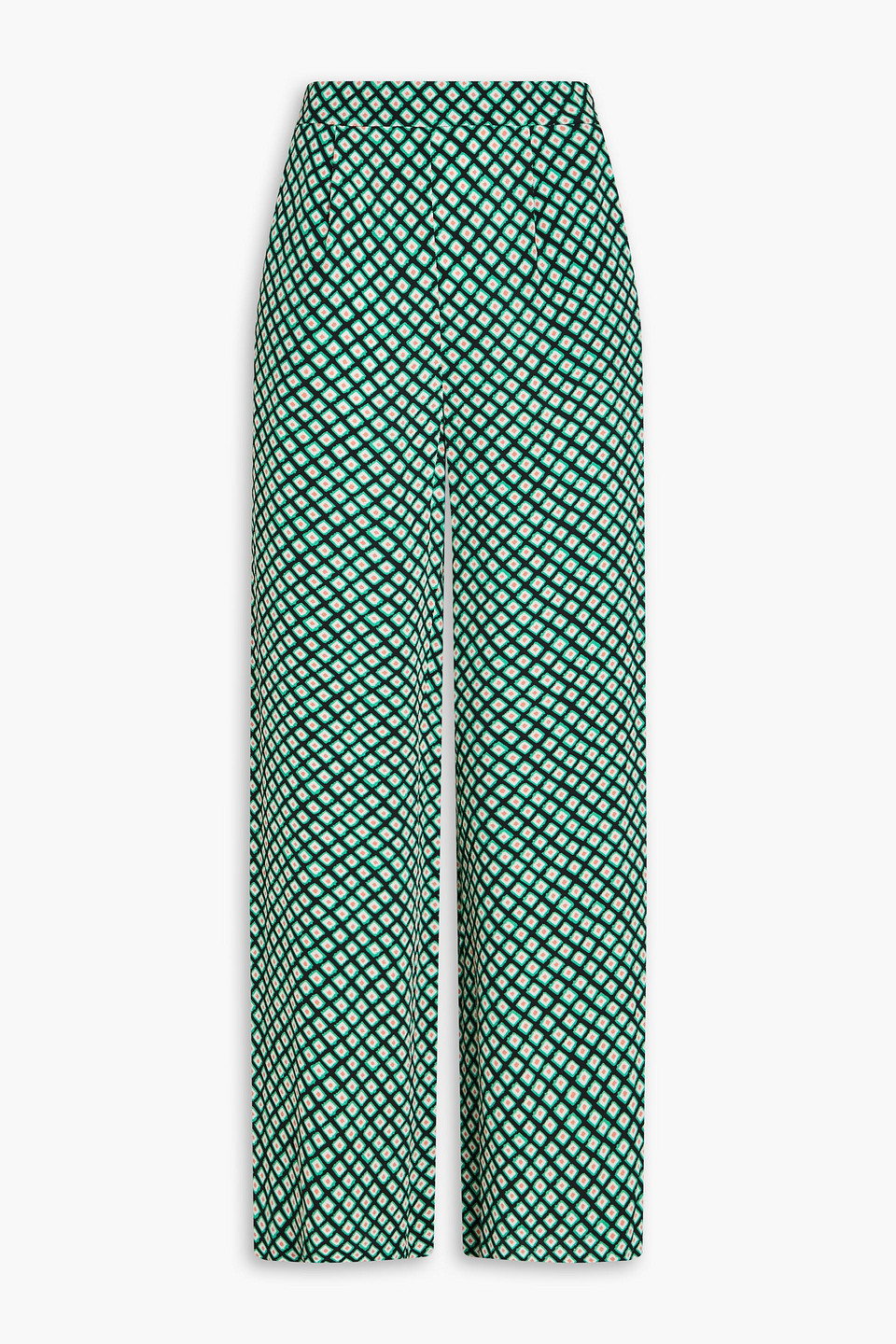 Diane Von Furstenberg Montreal Printed Crepe Wide-leg Trousers In Mint