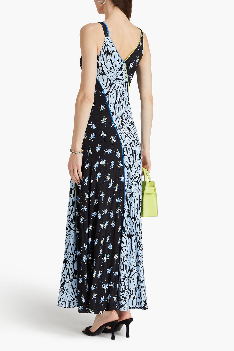 Shop Diane Von Furstenberg Ozzie Printed Jacquard Maxi Slip Dress In Black