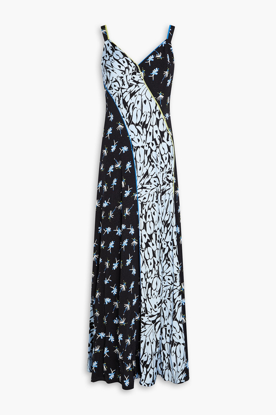 Diane Von Furstenberg Ozzie Printed Jacquard Maxi Slip Dress In Black