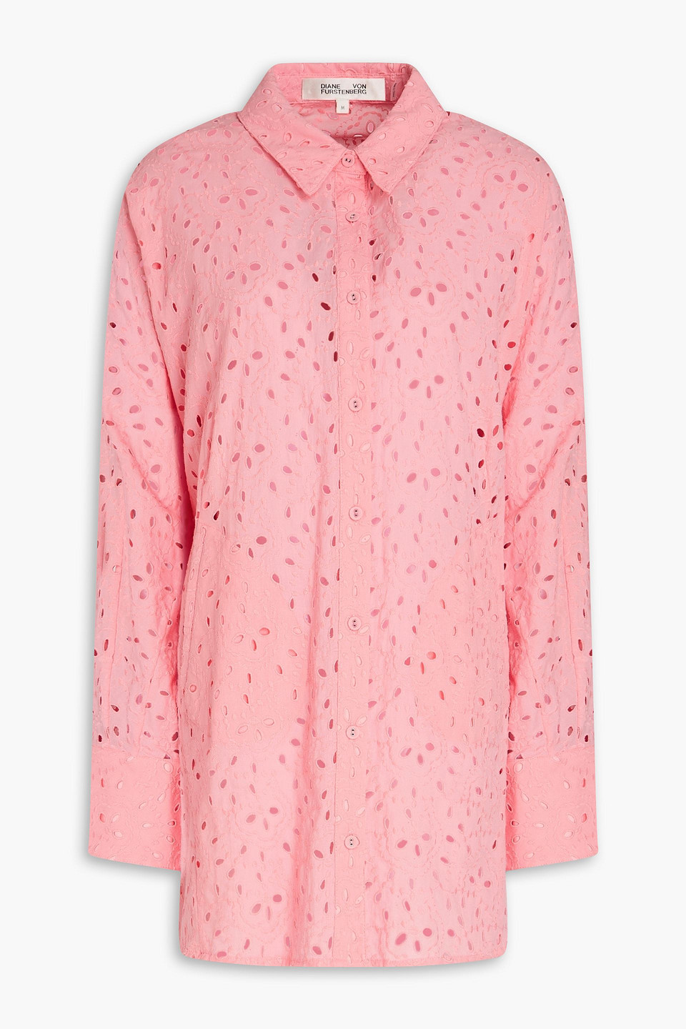 Diane Von Furstenberg Caleb Broderie Anglaise Cotton Shirt In Pink