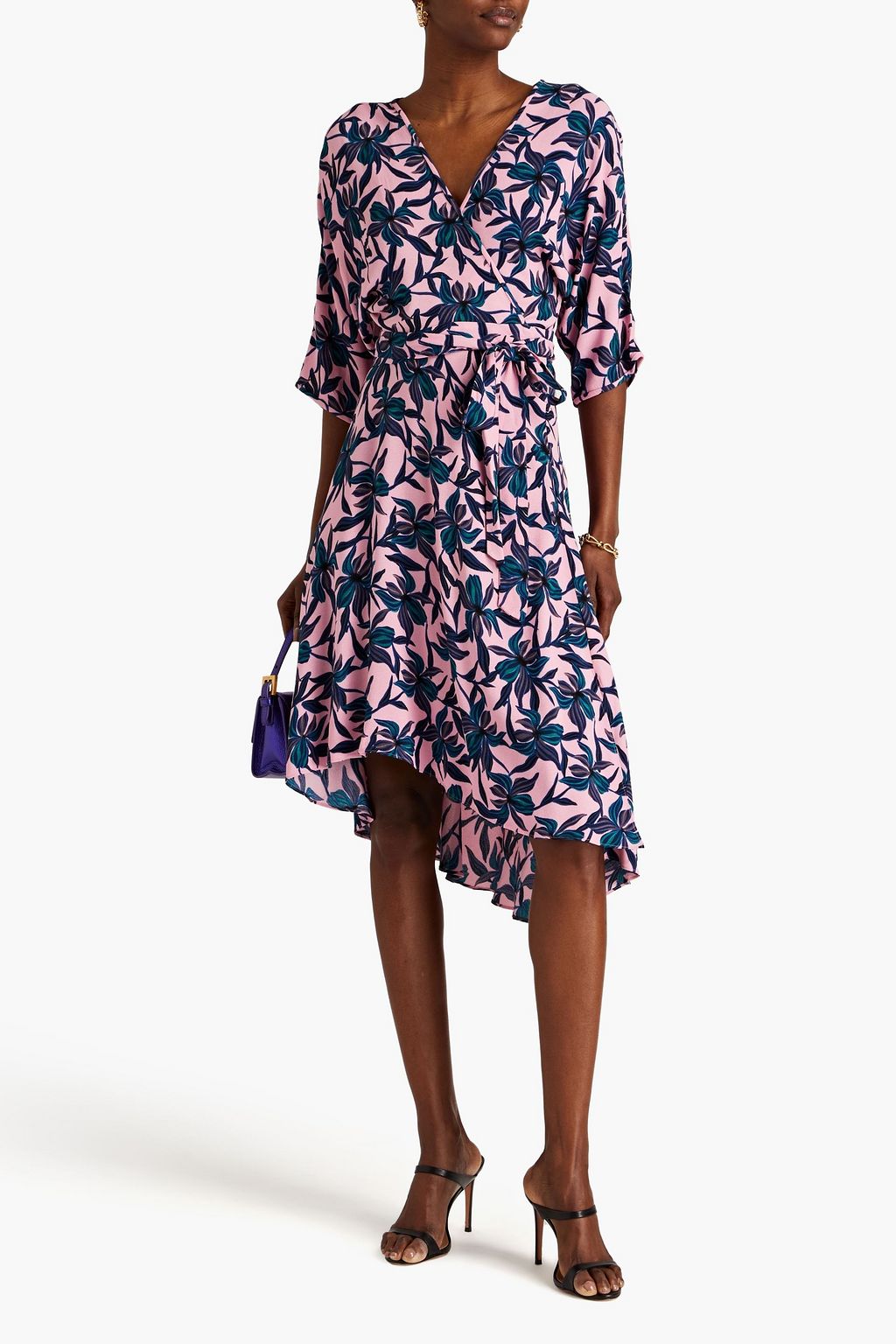 DIANE VON FURSTENBERG Eloise asymmetric floral-print stretch-crepe wrap dress