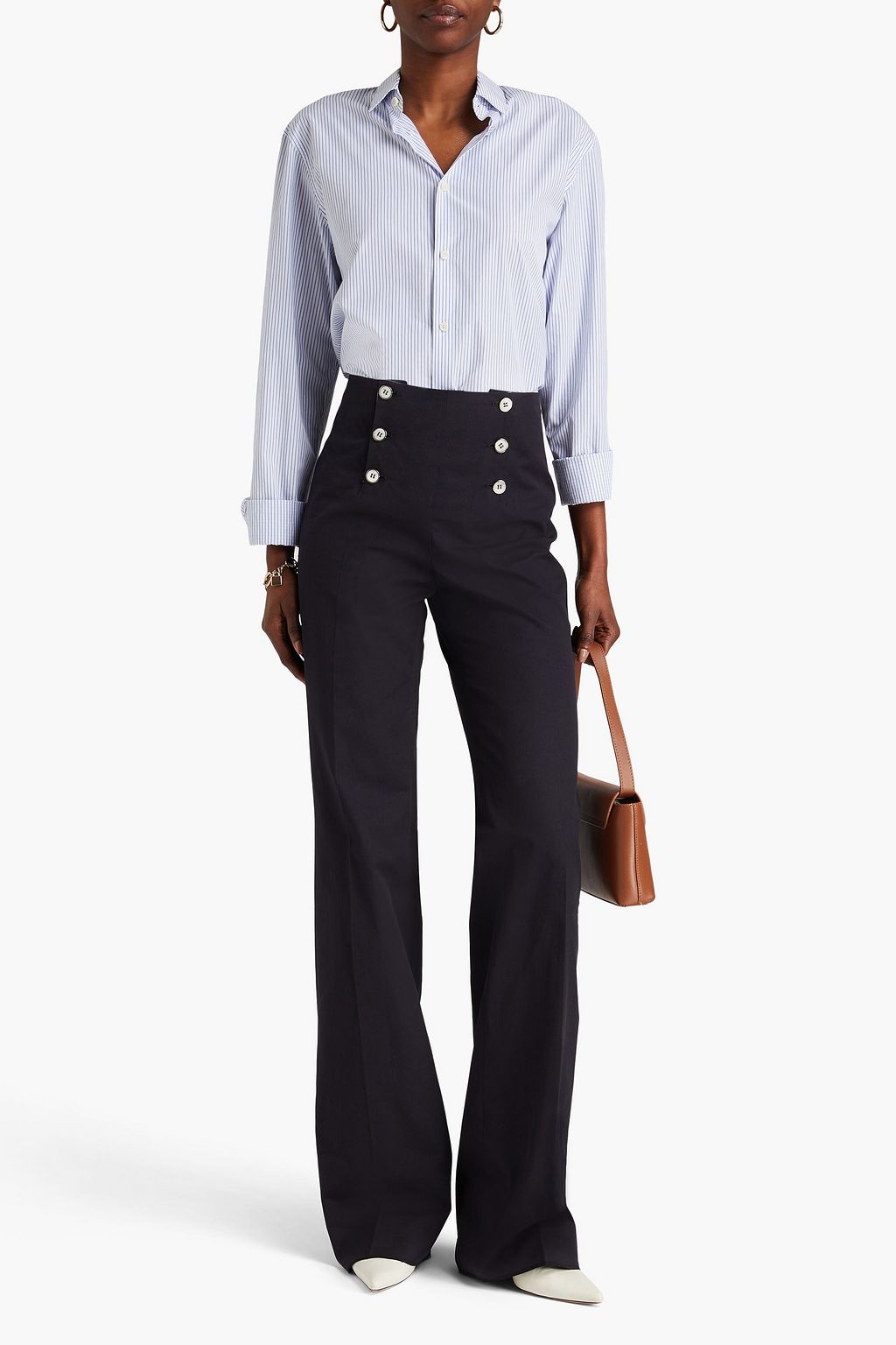GIULIVA HERITAGE Sailor button-detailed linen-blend twill bootcut pants