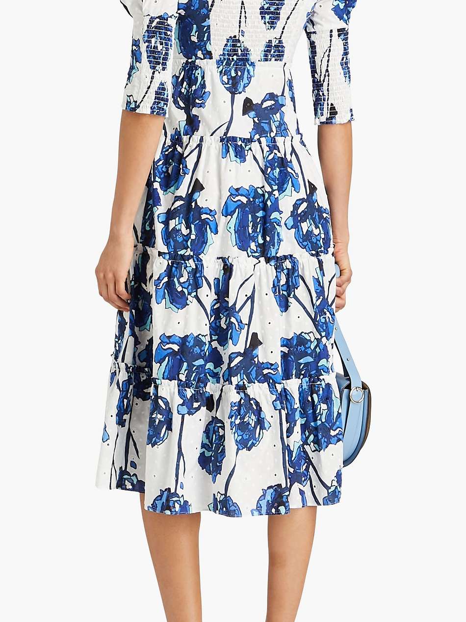 nora floral-print broderie anglaise cotton midi dress