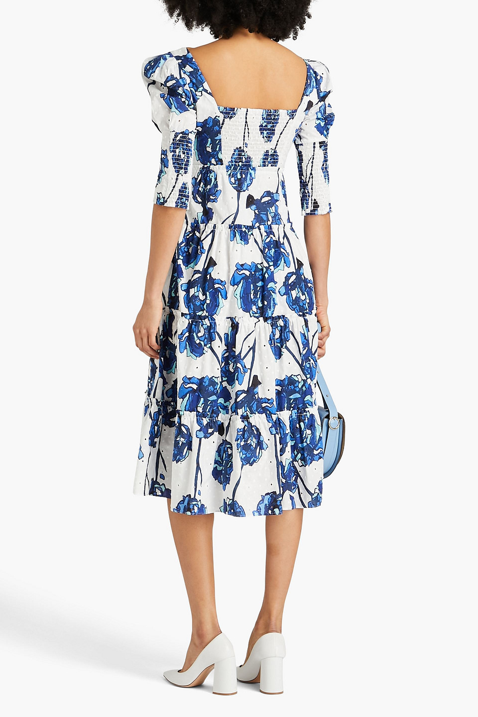 Shop Diane Von Furstenberg Nora Floral-print Broderie Anglaise Cotton Midi Dress In White