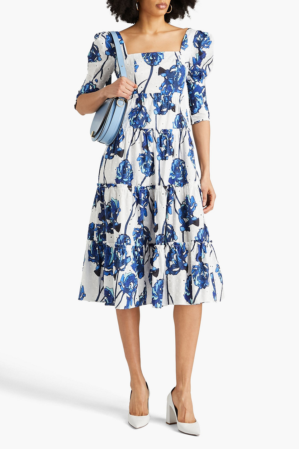 Shop Diane Von Furstenberg Nora Floral-print Broderie Anglaise Cotton Midi Dress In White