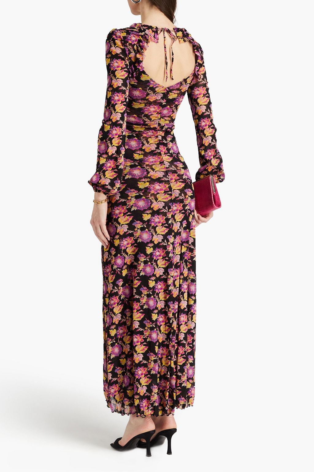 DIANE VON FURSTENBERG Sean ruffled floral-print stretch-mesh maxi dress