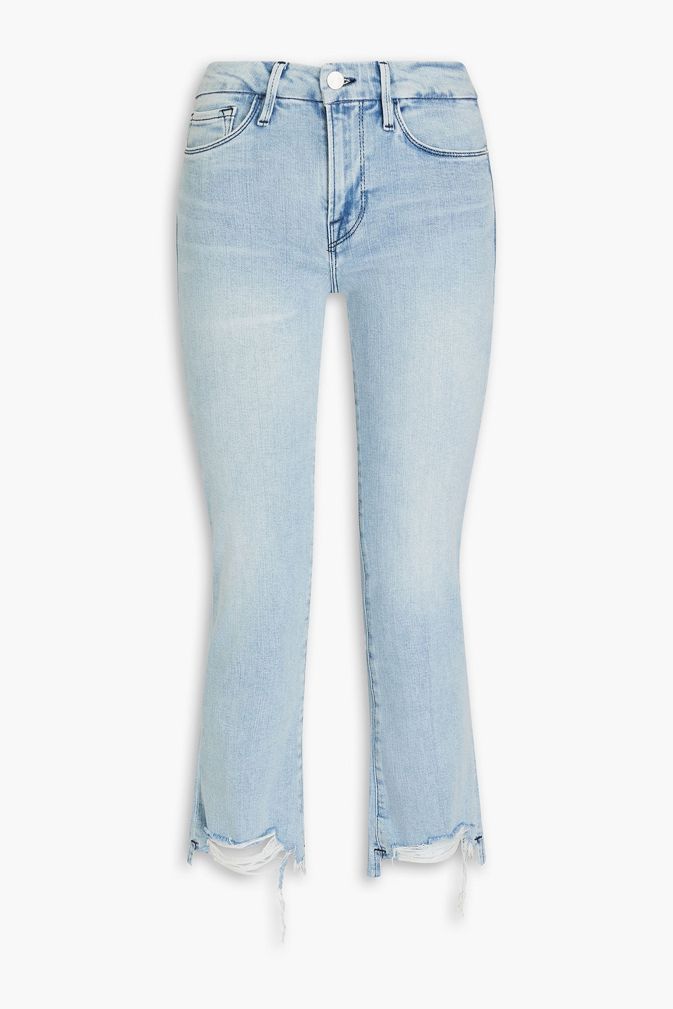 Frame Le Crop Mini Boot Cropped Mid-rise Bootcut Jeans In Light Blue