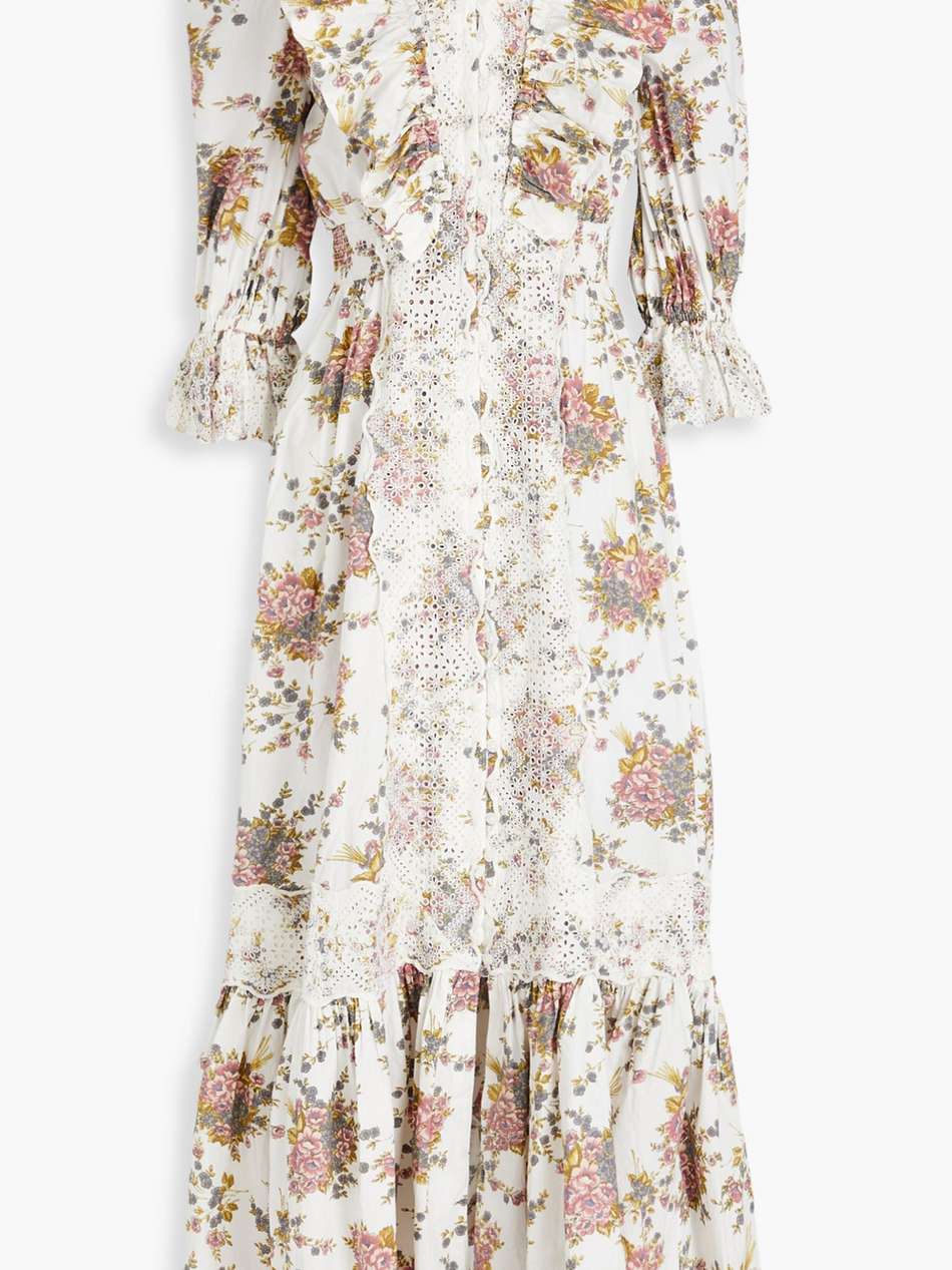 ruffled floral-print cotton maxi dress