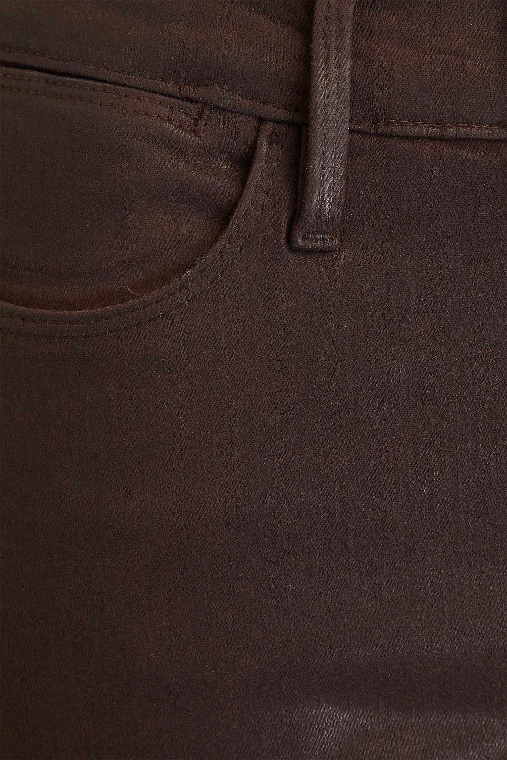 FRAME Le High Flare coated high-rise flared jeans