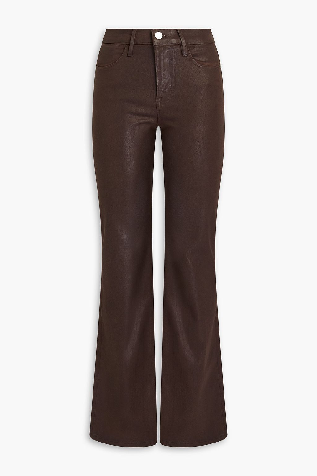 Le High Flare coated high rise flared jeans dark brown 23