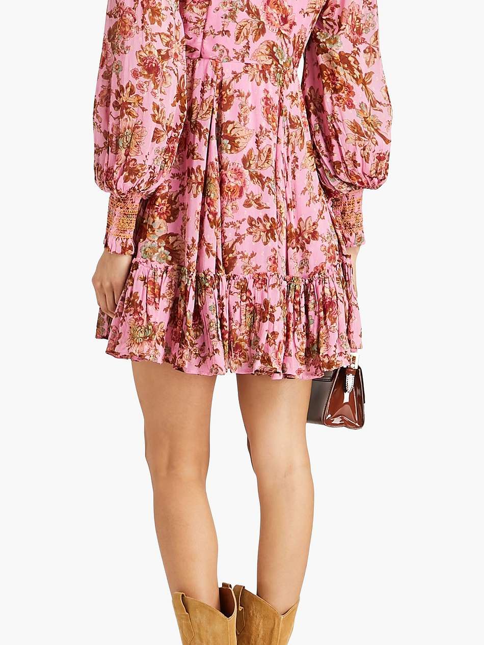 floral-print metallic fil coupé georgette mini dress